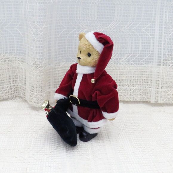 Vintage Bear Figure With Red Santa Jacket and Bag of Toys, Christmas Decoration - Picture 4 of 7